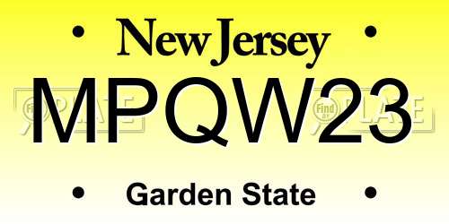MPQW23 New Jersey License Plate