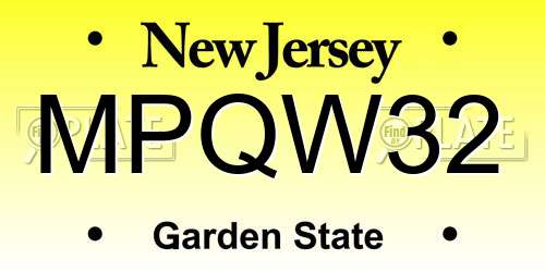 MPQW32 New Jersey License Plate