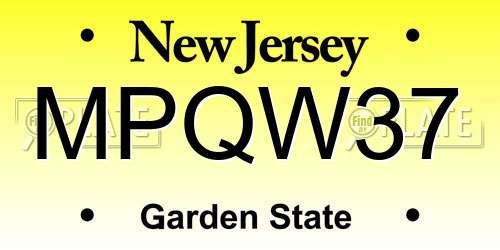 MPQW37 New Jersey License Plate