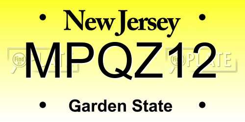 MPQZ12 New Jersey License Plate