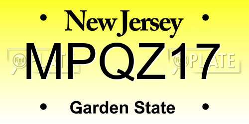 MPQZ17 New Jersey License Plate