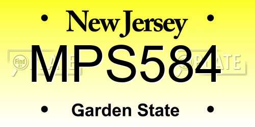 MPS584 New Jersey License Plate
