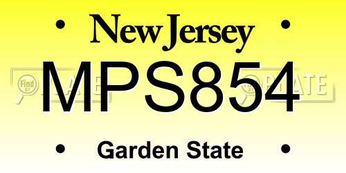 MPS854 New Jersey License Plate