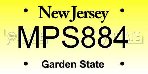 MPS884 New Jersey License Plate