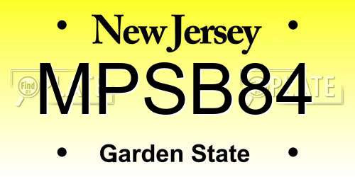 MPSB84 New Jersey License Plate