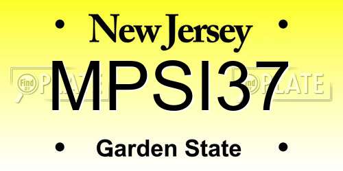 MPSI37 New Jersey License Plate