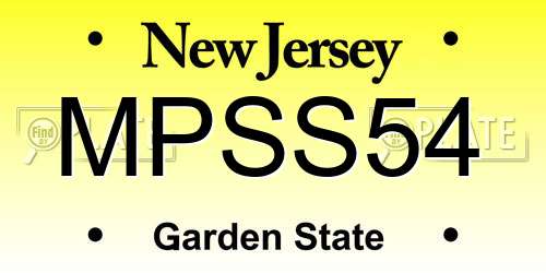 MPSS54 New Jersey License Plate