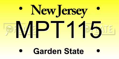 MPT115 New Jersey License Plate