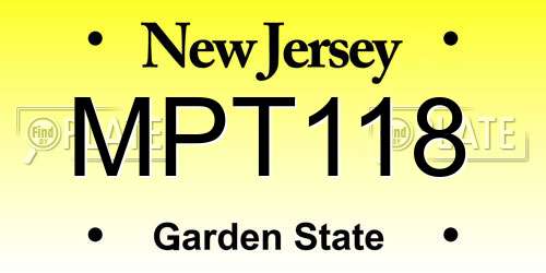 MPT118 New Jersey License Plate