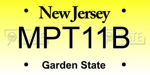 MPT11B New Jersey License Plate