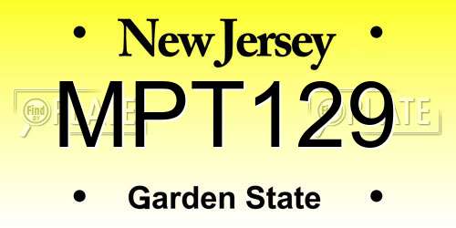 MPT129 New Jersey License Plate