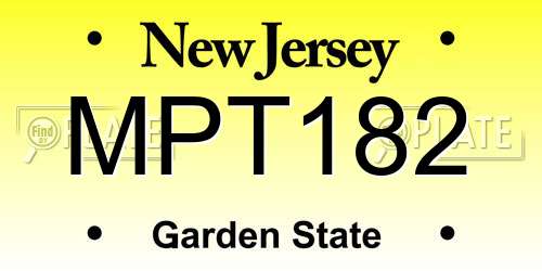 MPT182 New Jersey License Plate