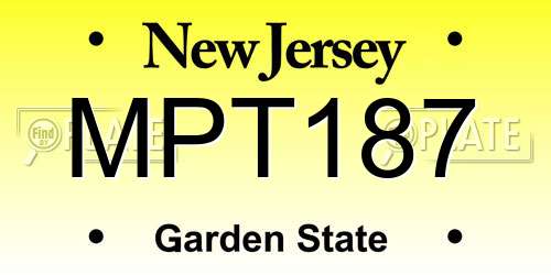 MPT187 New Jersey License Plate