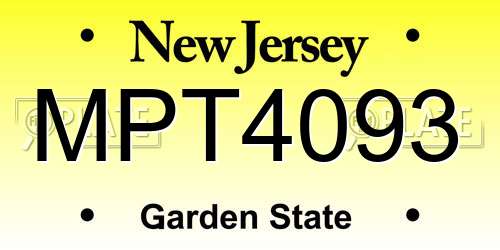 MPT4093 New Jersey License Plate