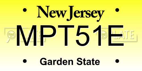 MPT51E New Jersey License Plate