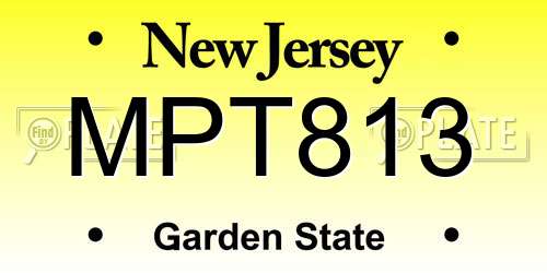 MPT813 New Jersey License Plate