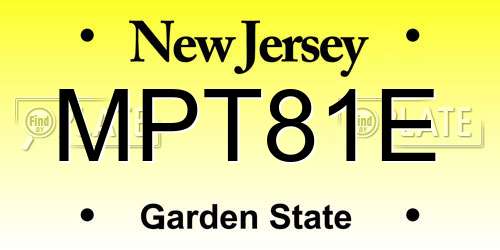MPT81E New Jersey License Plate