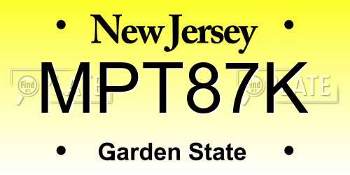 MPT87K New Jersey License Plate
