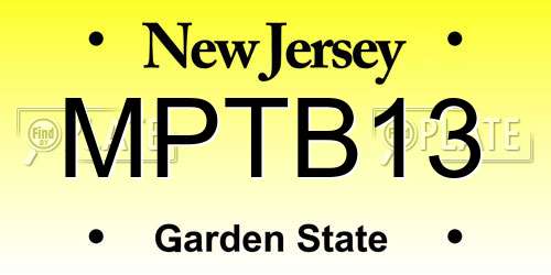 MPTB13 New Jersey License Plate