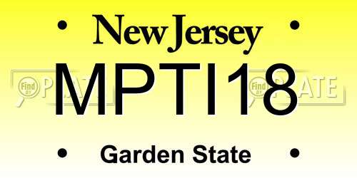 MPTI18 New Jersey License Plate