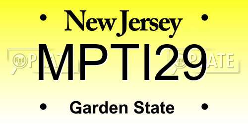 MPTI29 New Jersey License Plate