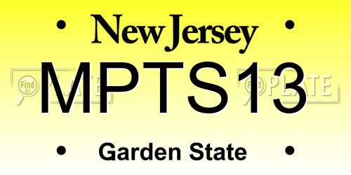 MPTS13 New Jersey License Plate