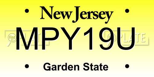 MPY19U New Jersey License Plate