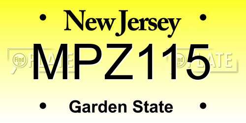 MPZ115 New Jersey License Plate