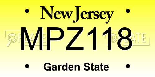 MPZ118 New Jersey License Plate