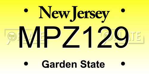 MPZ129 New Jersey License Plate