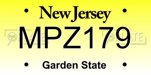MPZ179 New Jersey License Plate