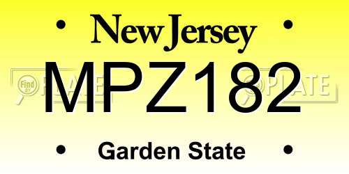 MPZ182 New Jersey License Plate