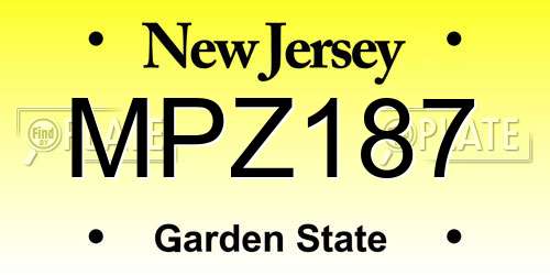 MPZ187 New Jersey License Plate