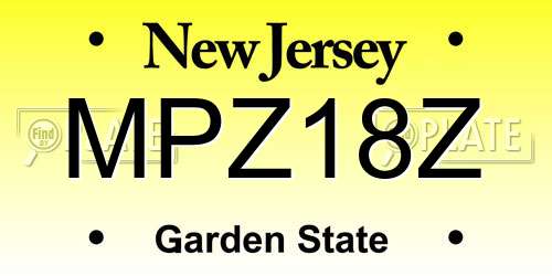 MPZ18Z New Jersey License Plate