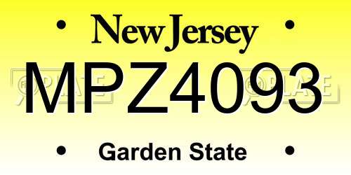 MPZ4093 New Jersey License Plate