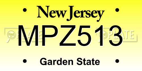 MPZ513 New Jersey License Plate