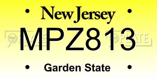 MPZ813 New Jersey License Plate