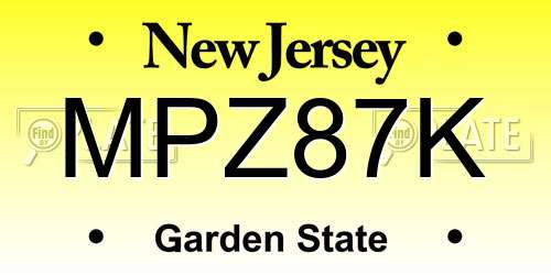 MPZ87K New Jersey License Plate
