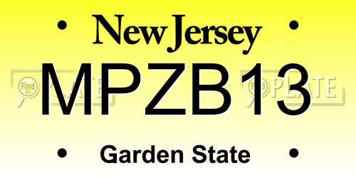 MPZB13 New Jersey License Plate