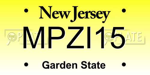 MPZI15 New Jersey License Plate