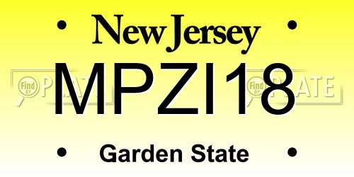MPZI18 New Jersey License Plate