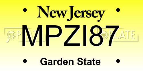 MPZI87 New Jersey License Plate