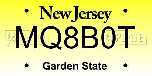 MQ8B0T New Jersey License Plate