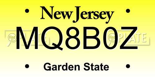 MQ8B0Z New Jersey License Plate