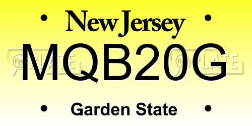 MQB20G New Jersey License Plate