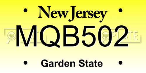 MQB502 New Jersey License Plate