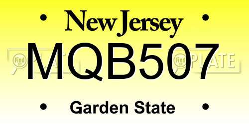 MQB507 New Jersey License Plate