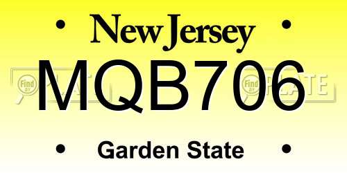 MQB706 New Jersey License Plate
