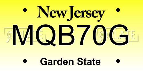 MQB70G New Jersey License Plate