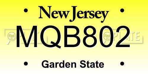 MQB802 New Jersey License Plate